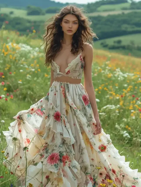 Floral Dress on Green Hill