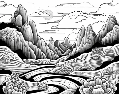 Psychedelic Mountain Sketch