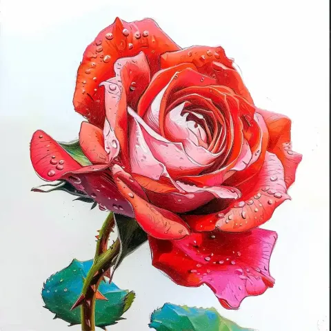 Vibrant Rose in Oil Pastels
