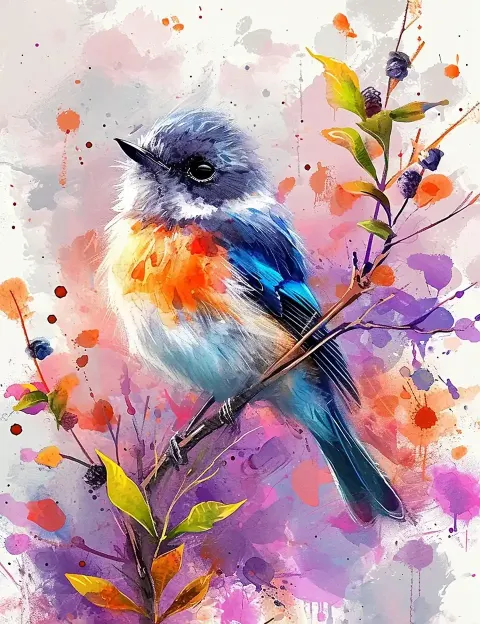 Watercolor Bird in Spiros Style
