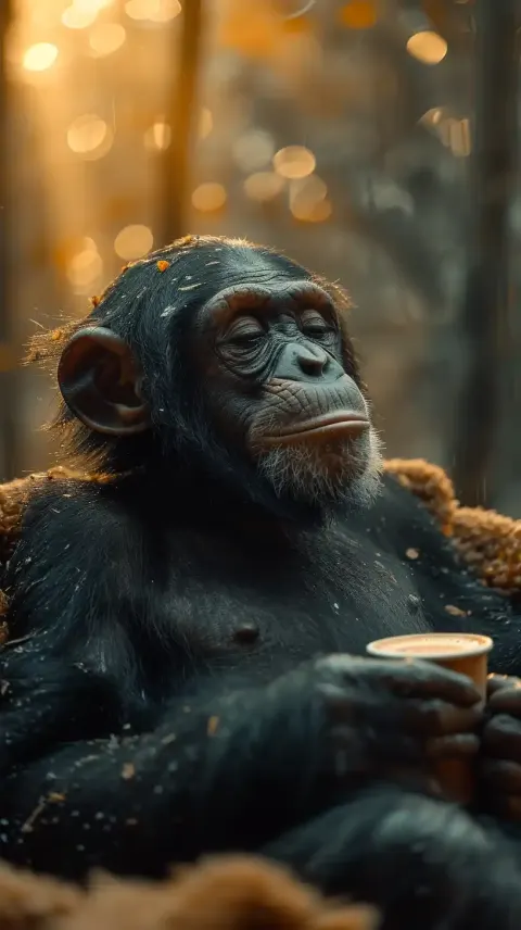 Chimpanzees Morning Coffee