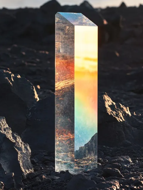 Glass Monument Reflections in Stone