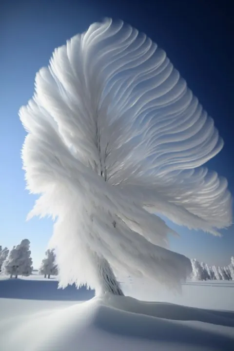 Peony Shaped Metasequoia Rime in Endless Snow