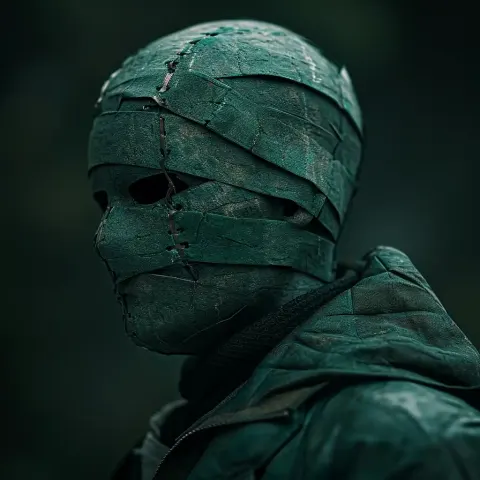 Masked Man Hyperrealistic Dark Cinematic