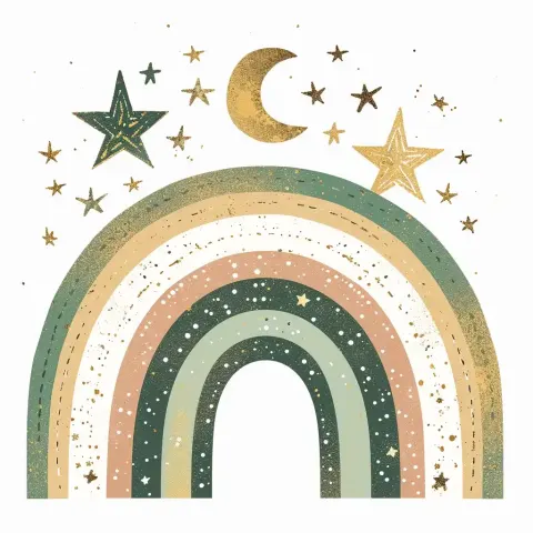 Rustic Rainbow with Moon