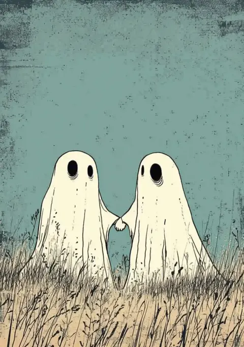 Cute Ghosts in Comic Style