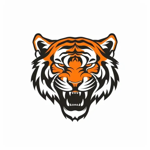 Symmetrical Roaring Tiger Logo