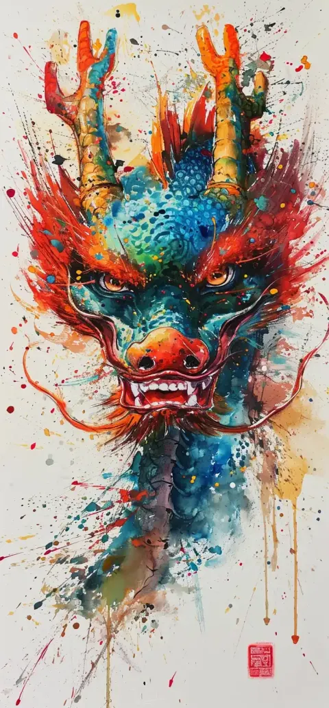 Ink Dragon Abstract Illustration