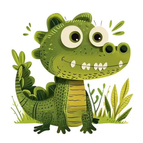 Cute Crocodile in Mary Blair Style