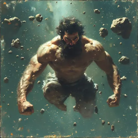 Cosmic Man Amidst Meteor Belt