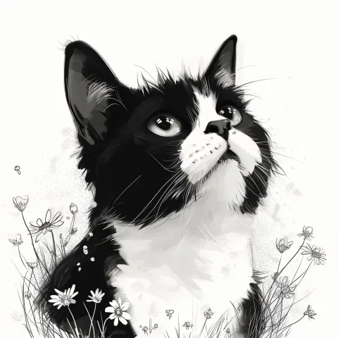 Cute Black Cat Sketch