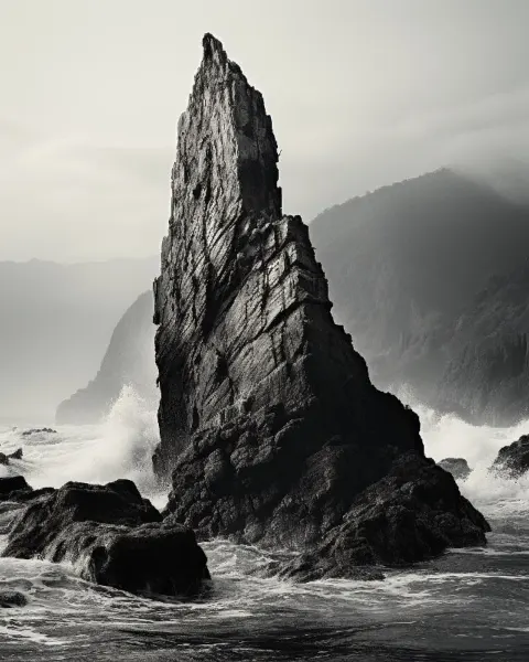 Huge Ocean Stone in Black and White Close Up