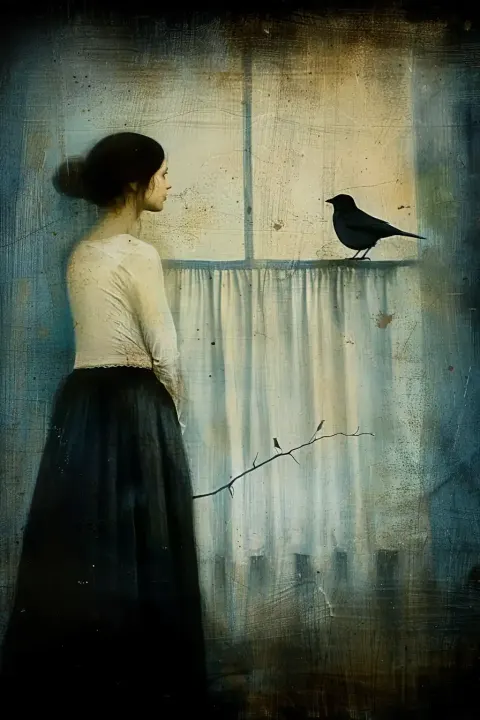 Minimalist Woman and Bird