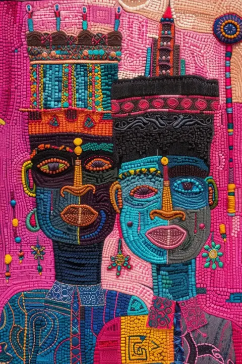 Abstract African Royalty in Duda Lozano Embroidery