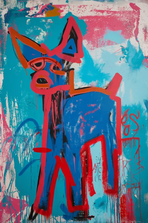 Basquiat-Inspired Dog Raw Art