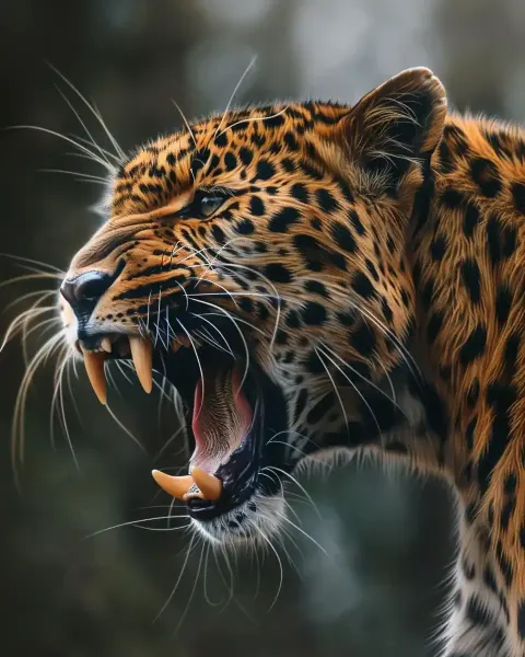 Photorealistic Hissing Leopard