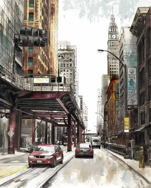 Raw Chicago Cityscape