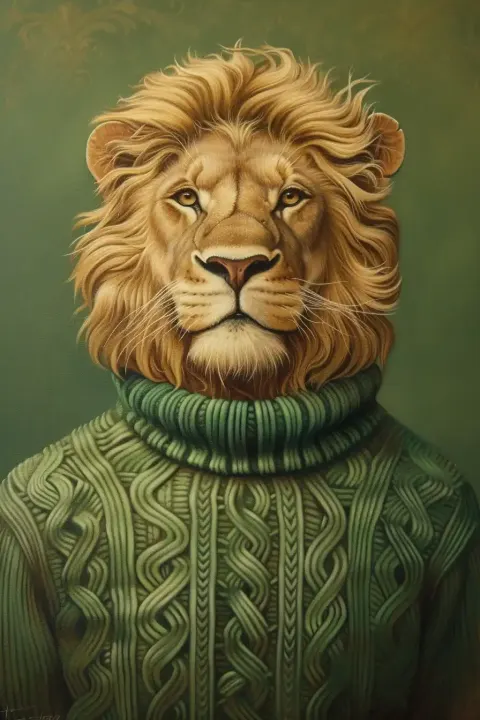 Symmetrical Lion in Green