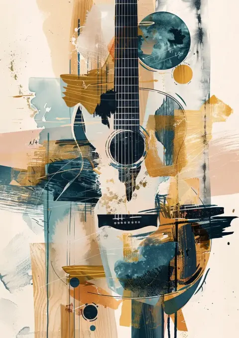 Vintage Watercolor Guitar Strings
