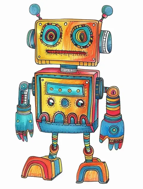 Colorful Robot on White