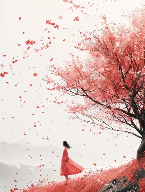 Minimalist Cherry Blossom Girl