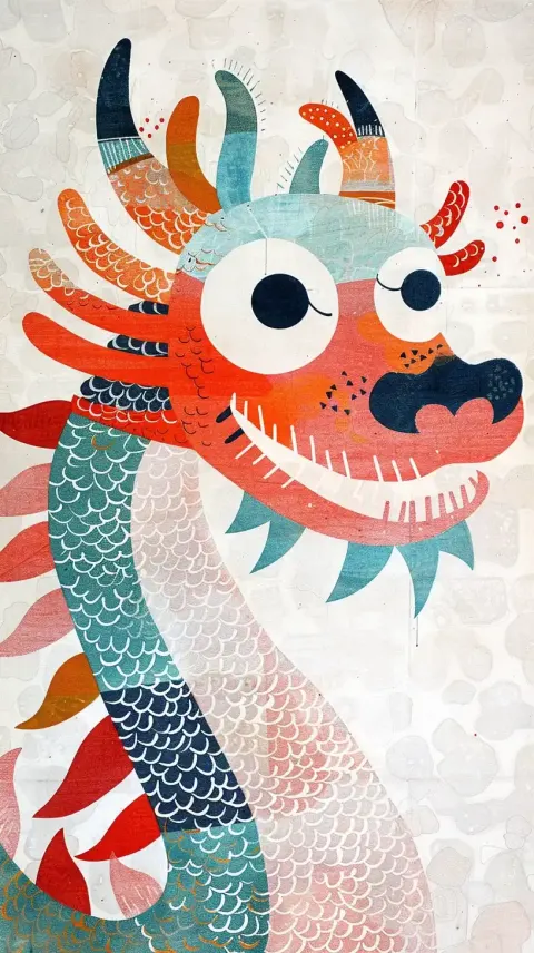 Geometric Dragon Gongbi