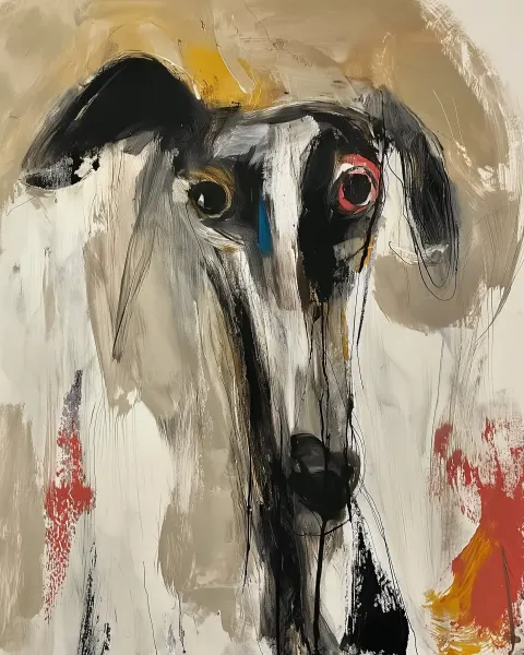 DeGrazia-Style Greyhound Portrait