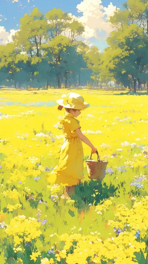 Budding Flowers Girl Picking