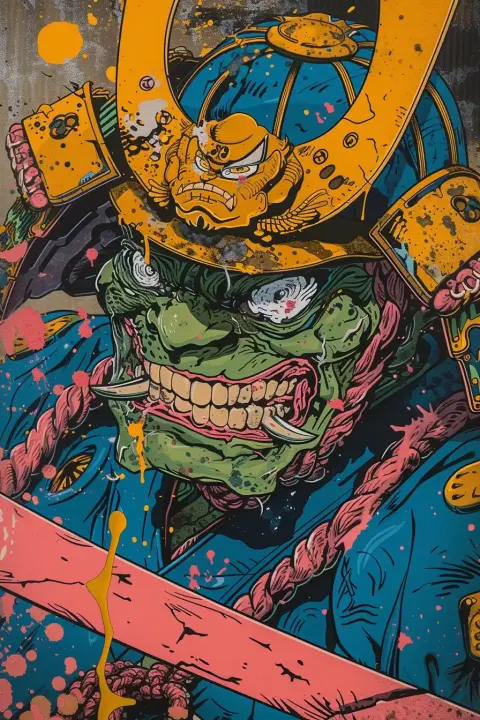 Cosmic Samurai in Comic Style