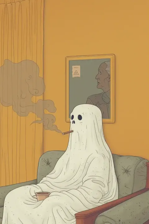 Graphic Ghost Smoking Couch