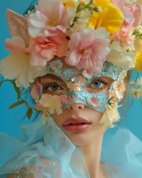 Floral Cat Mask Close-Up