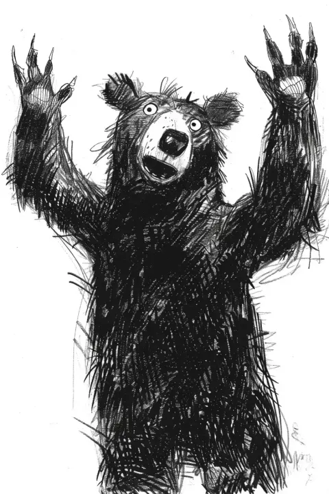 Scribbled Bear on White
