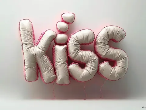 Inflated Fabric Kiss Text