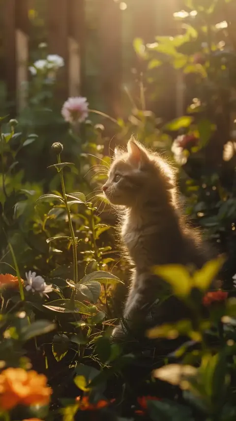 Realistic Kitten in Spring