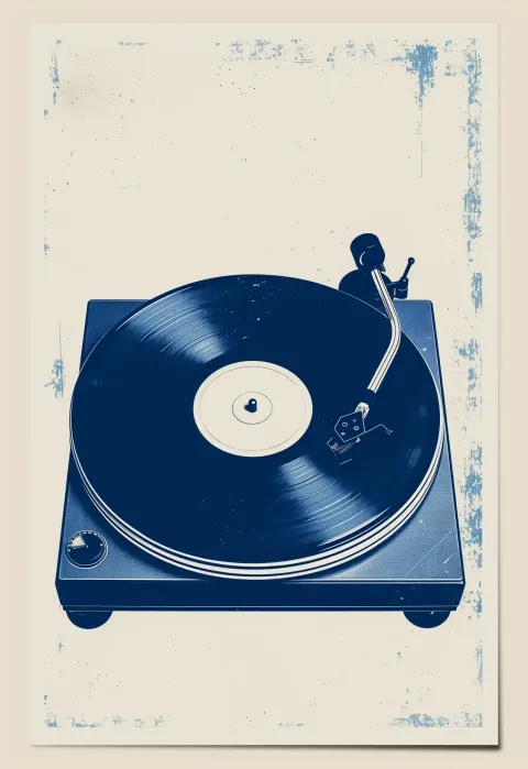 Minimal Blue Record Player
