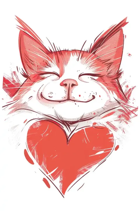 Cartoon Cat Heart Tee