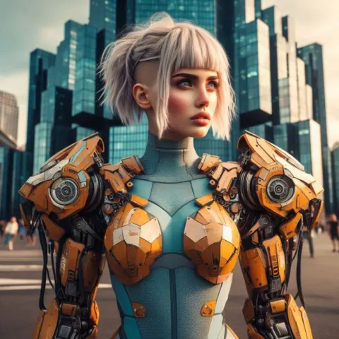 Hyper-Realistic Cyberpunk Icelandic Blonde Girl Close-Up