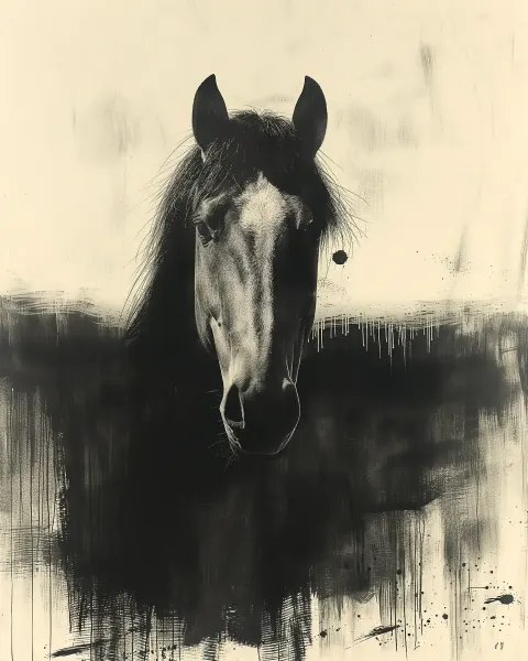 Watercolor Horse on Leaf