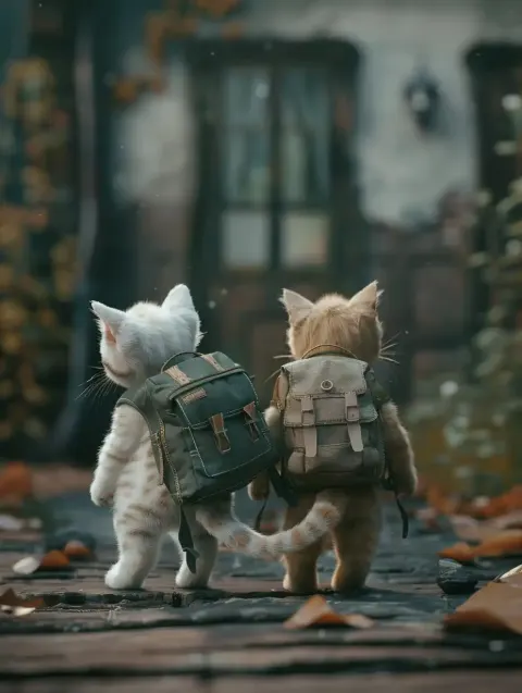 Studyblr Kittens with Backpacks
