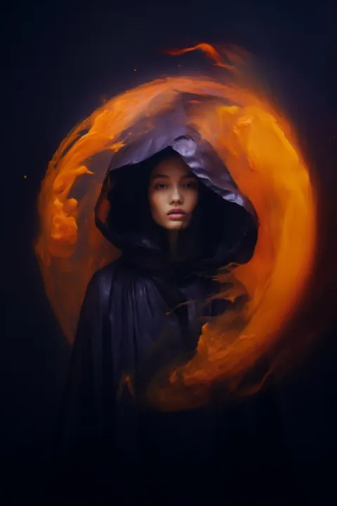 Ethnic Fashion Portrait Wrapped in Dancing Nebula Aura