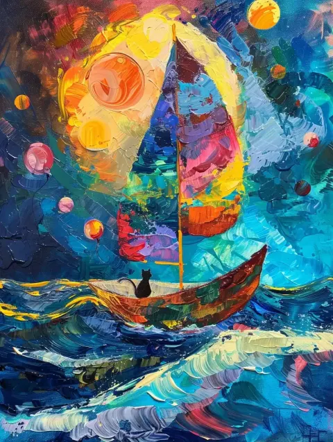 Colorful Balloon Cat Voyage