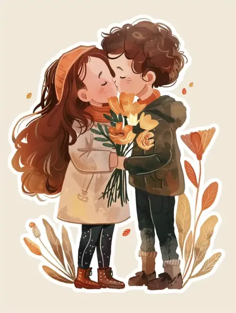 Feathered Couple Sticker