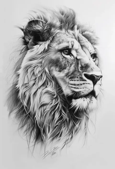 Realistic Lion Tattoo Portrait