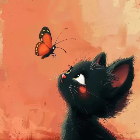 Black Cat and Butterfly