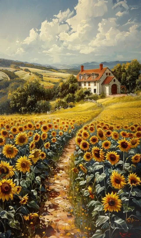 Traditional Sunflower Farmhouse