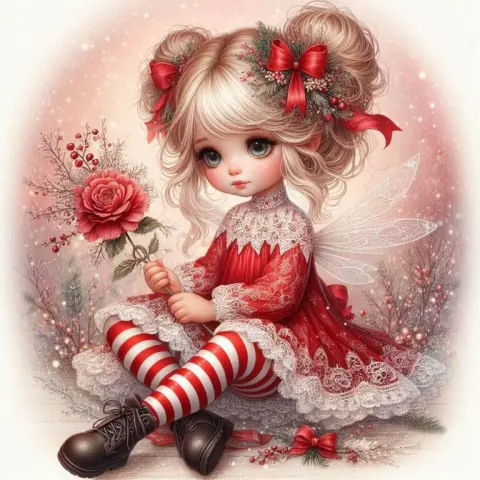 Beautiful Detailed Christmas Girl Illustration