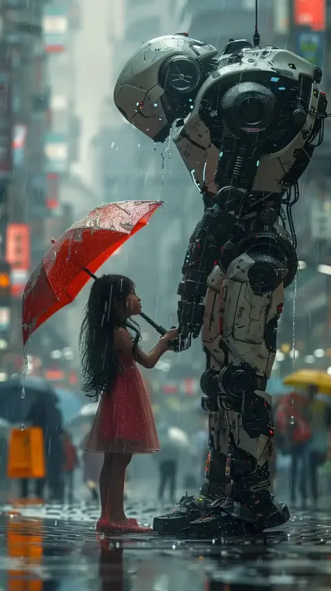 Futuristic Android and Girl
