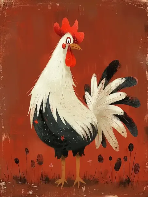 Minimal Rooster on Maroon