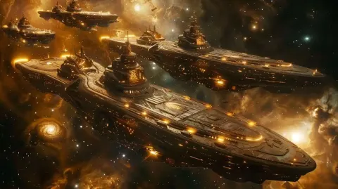 Sleek Starship Fleet in Space