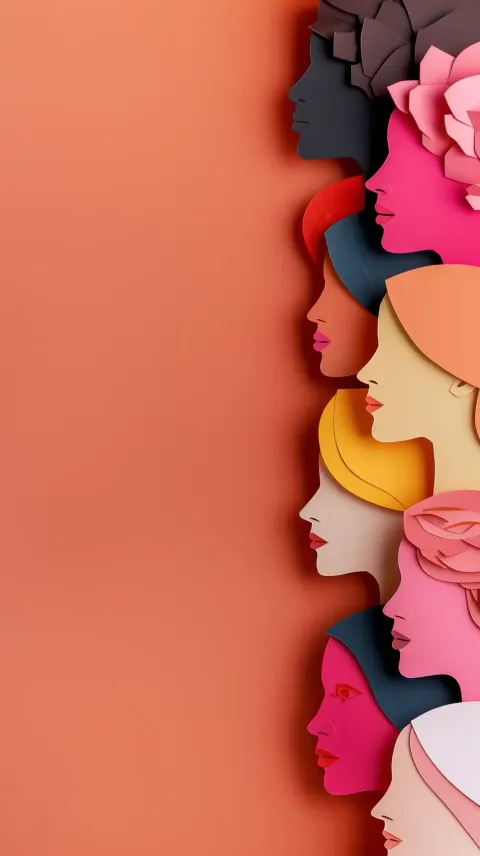 International Womens Faces Paper Cut